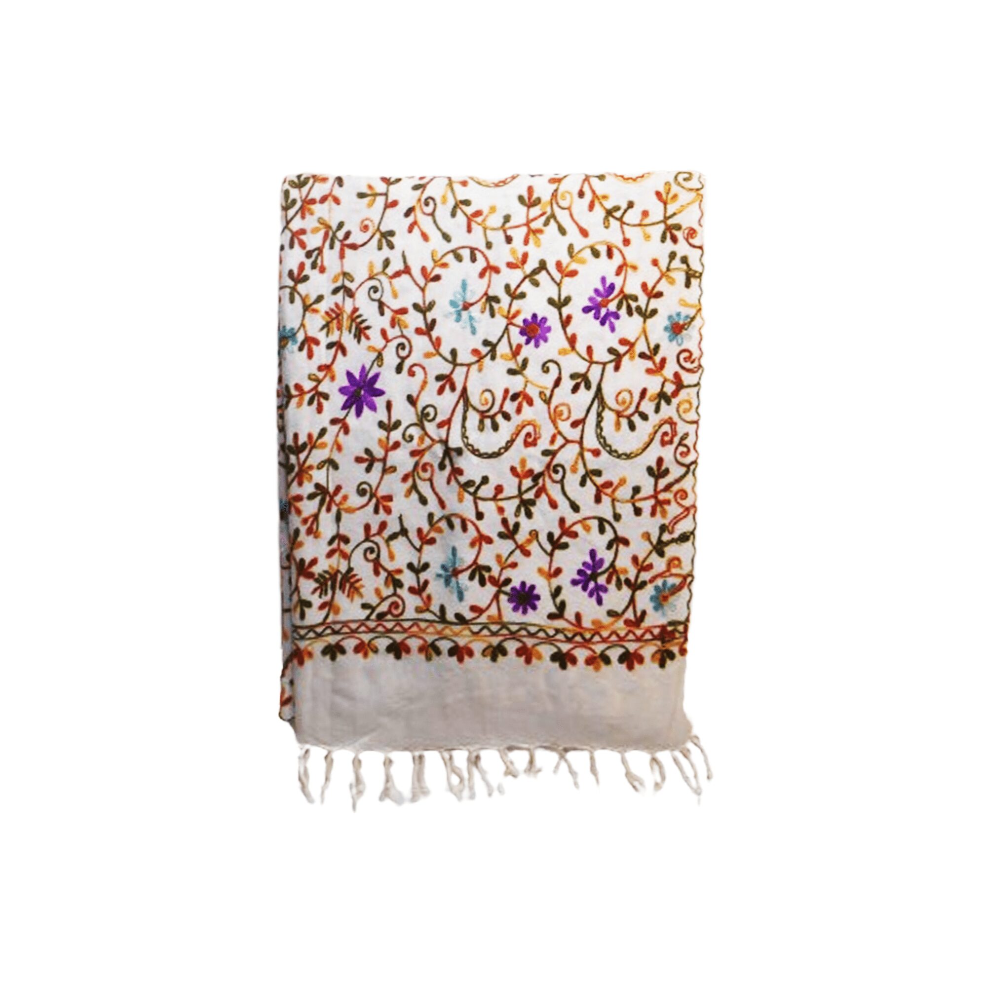 Fully Embroidered Cotton Shawl